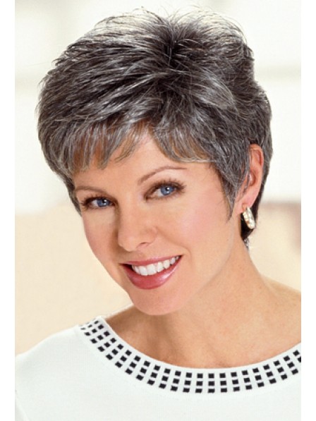 Pretty Grey Short Wavy Hair Wig